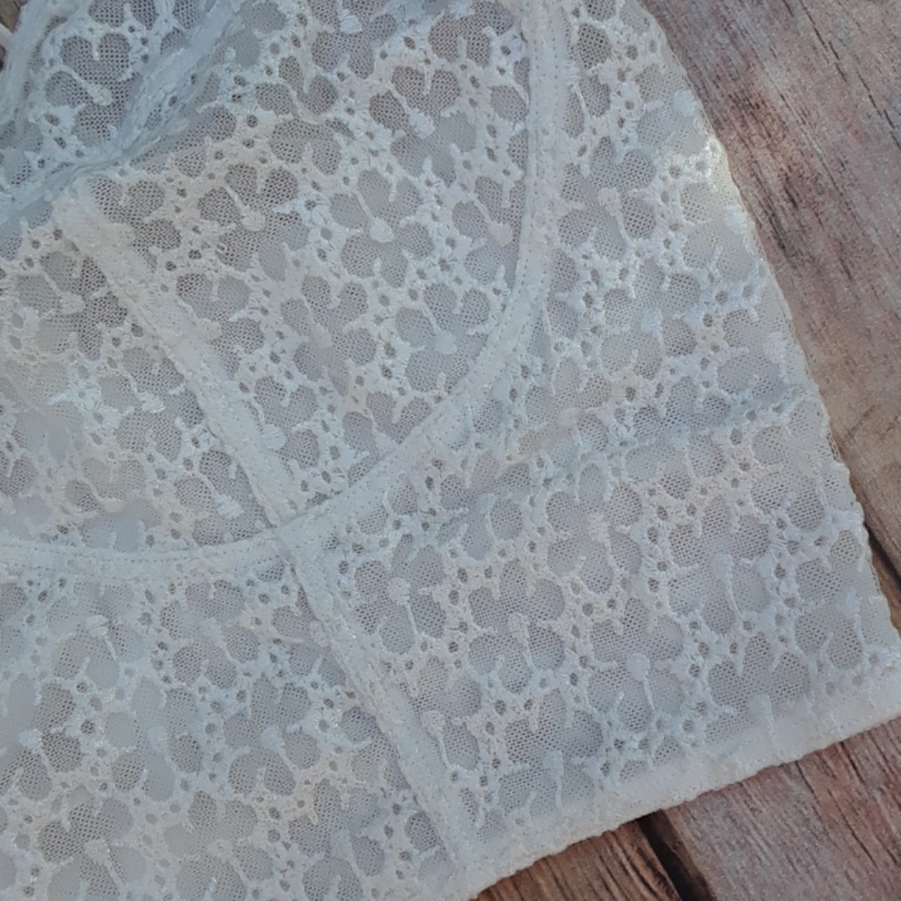 Free People Lele Embroidered Lace Lace-Up Longline Bra White XS - Picture 7 of 13